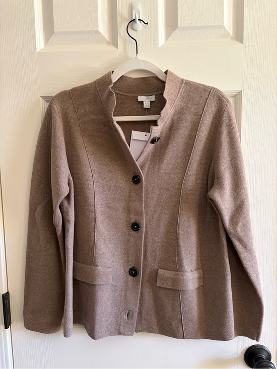 J. Jill Jackets & Blazers - J. Jill Taupe Knit Button-Front Blazer NWT